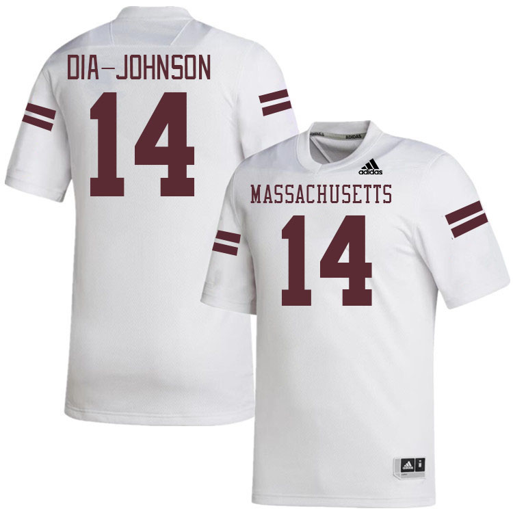 Massachusetts Minutemen #14 Kezion Dia-Johnson College Football Jerseys Stitched-White